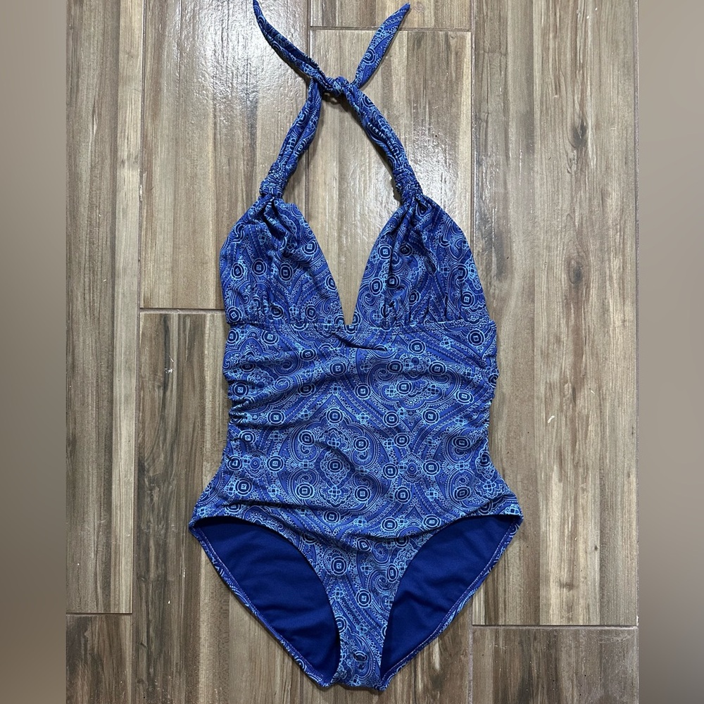 Old Navy Blue Bandanna Patterned One-Piece Swimsuit